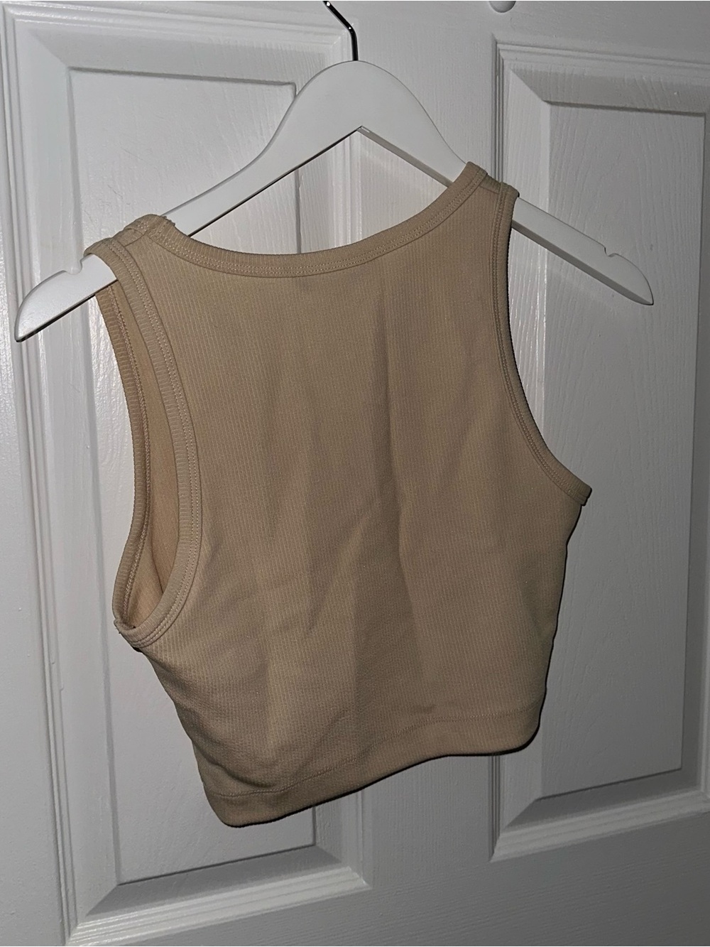 Cream Ribbed Crop Tank Top - Picture 4 of 5